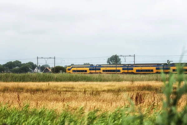 Castricum Nizozemsko Června 2017 Osobní Vlak Nizozemských Drah Řízení Venkovské — Stock fotografie