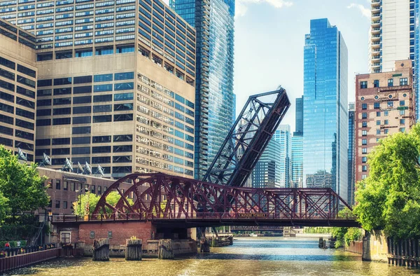 Ponte della ferrovia di Kinzie Street, Chicago — Foto Stock