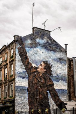Vettriano mural of Billy Connelly, Dixon street, Glasgow, Scotla clipart