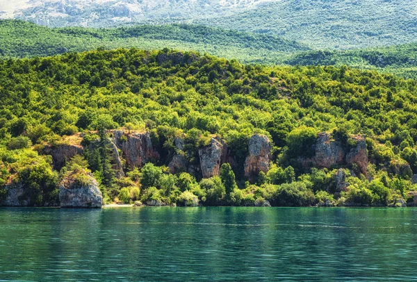 Nádherný výhled na jezero Ohrid, Makedonie — Stock fotografie