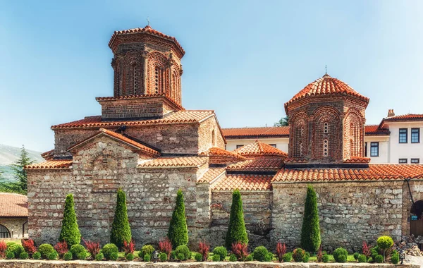 马其顿, 奥赫里德湖, Naum 的东正教修道院 (第十世纪 — 图库照片