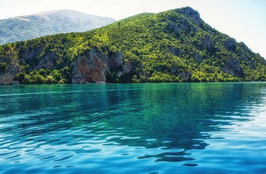 Çarpıcı manzaraya Ohri Gölü, Makedonya