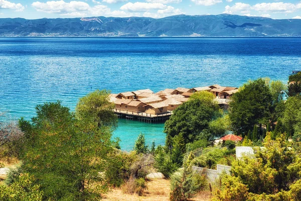 Assentamento pré-histórico de Palafitte Plocha Mikov Grad, Ohrid Lake — Fotografia de Stock