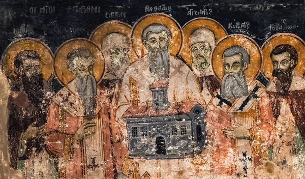 Картини і фрески всередині церкви Святого Наум на Охридське озеро, Булава — стокове фото