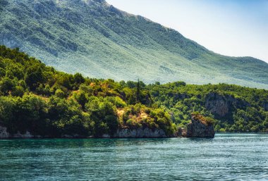 Çarpıcı manzaraya Ohri Gölü, Makedonya