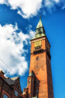 Copenhagen city hall Saat Kulesi, Danimarka.
