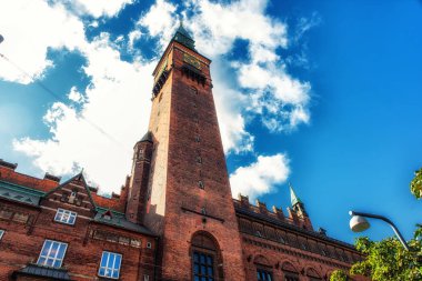 Copenhagen city hall Saat Kulesi, Danimarka.