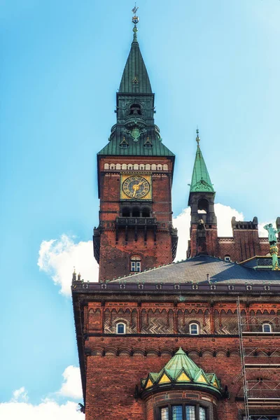 Copenhagen city hall clock tower, Denmark. — Stock Photo, Image