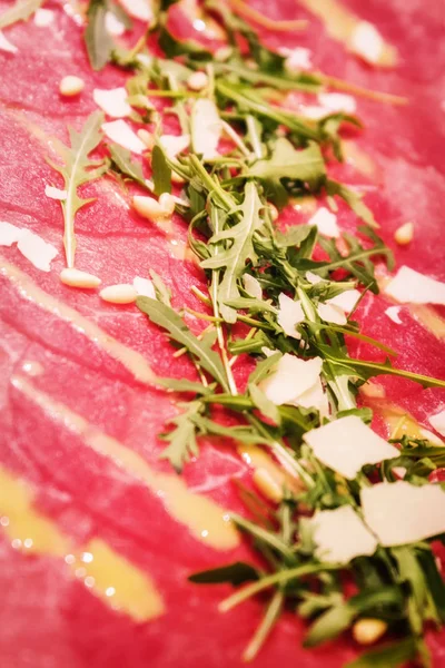 Lebensmittel Hintergründe Rindfleisch-Carpaccio — Stockfoto