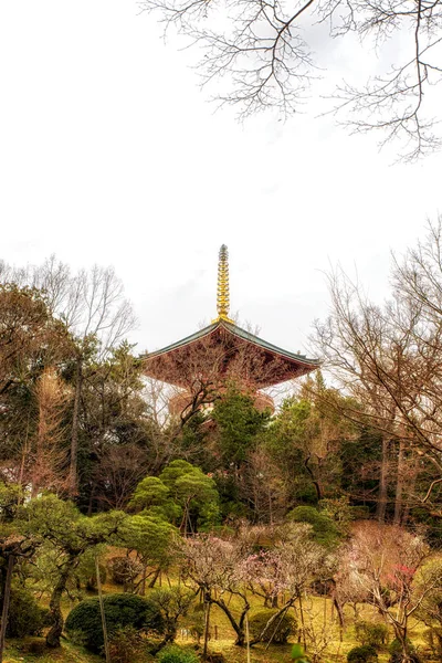 Estilo tradicional japonés del templo en el jardín — Foto de Stock