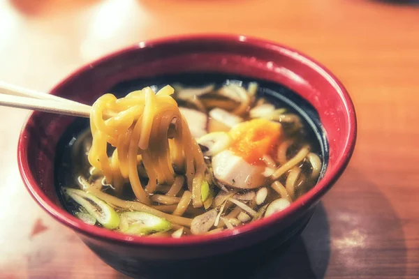 Miso Ramen Macarrão Asiático Com Ovo — Fotografia de Stock