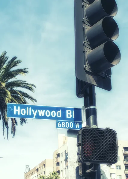 Los Angeles Usa Februari 2018 Hollywood Boulevard Straatnaambord — Stockfoto