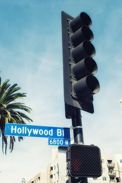 Los Angeles Usa Februari 2018 Papan Nama Jalan Hollywood — Stok Foto