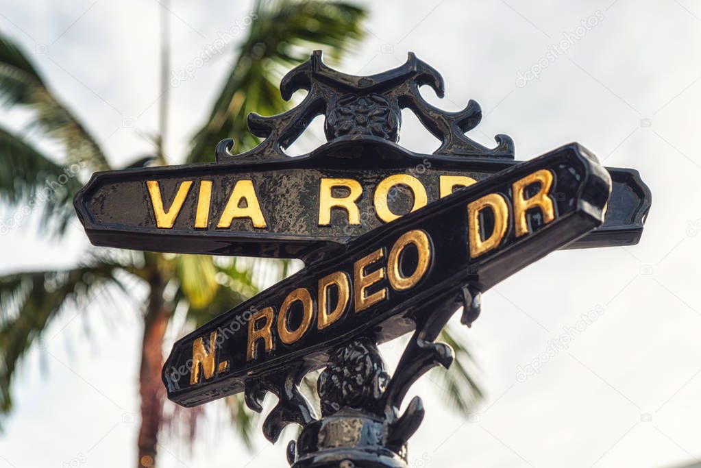 Los Angeles, CA, USA - February 02, 2018: Rodeo Drive street sign