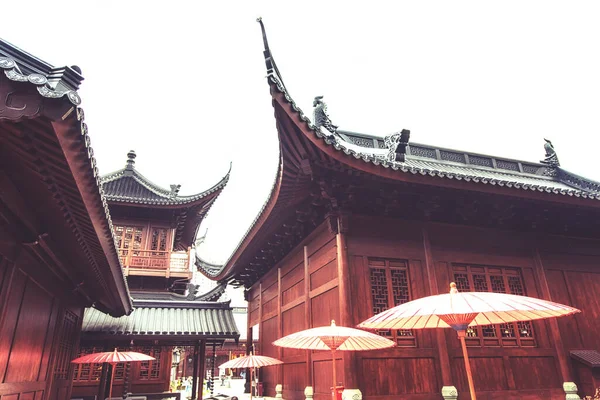 Chinees Traditioneel Dak Van Jade Boeddha Tempel Sjanghai China — Stockfoto