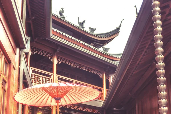 Techo Tradicional Chino Del Templo Buda Jade Shanghai China —  Fotos de Stock