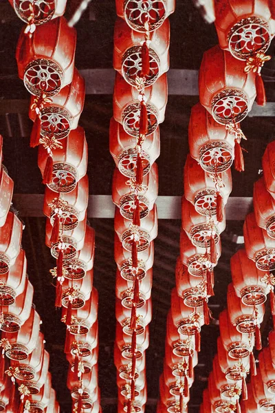 Templo Buda Jade Lanternas Vermelhas Penduradas Uma Passarela Xangai China — Fotografia de Stock