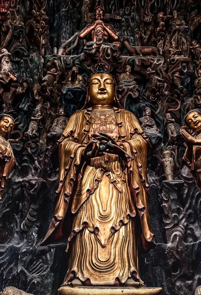 Uno Los Tres Budas Oro Templo Buda Jade Shanghái China — Foto de Stock