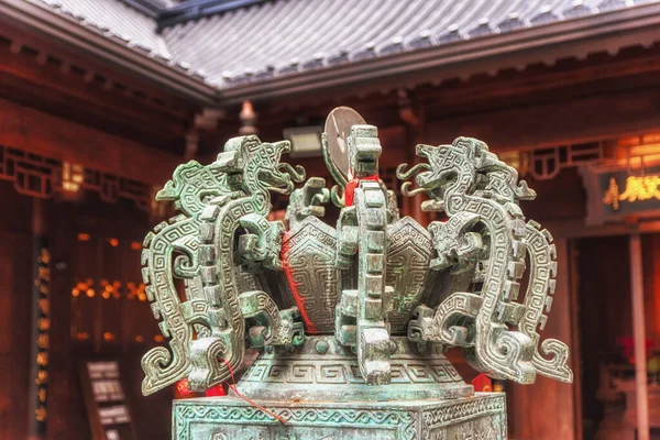 Drakskulptur Vid Jade Buddha Temple Buddhist Temple Shanghai Kina — Stockfoto