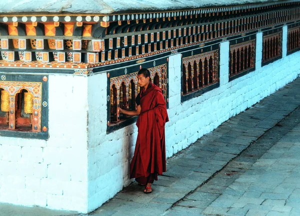 Bhutan Paro Rinpung Dzong Novizenmönche Einem Buddhistischen Kloster Und Einer — Stockfoto