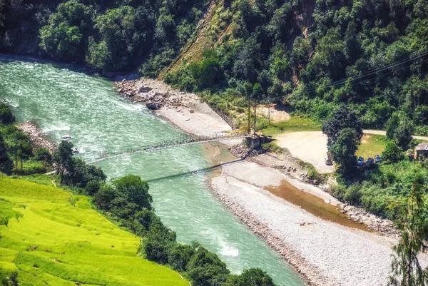 Ледяная Река Паро Чху Протекает Мимо Города Паро Бутан Обеспечивая — стоковое фото