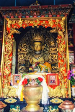Buda heykeli, Jamchen Gompa manastırı, Boudhanath türbesi, Katmandu, Nepal