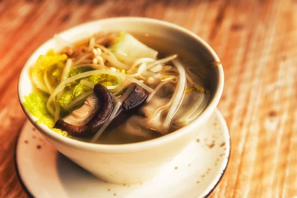 Fideos Chinos Tradicionales Sopa Con Verduras — Foto de Stock