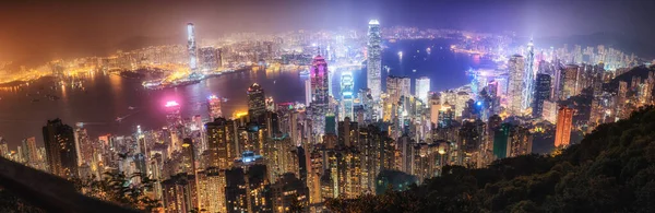 Scenic View Hong Kong Island China Night Multicolored Nighttime Skyline — Stock Photo, Image