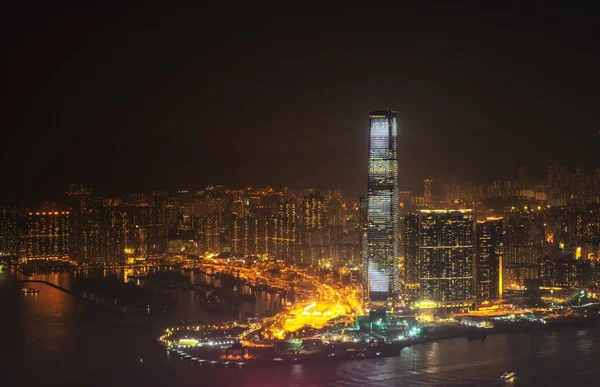 Hong Kong Şehrinin Inanılmaz Manzarası Victoria Tepesinden Çin Den Gökyüzüne — Stok fotoğraf