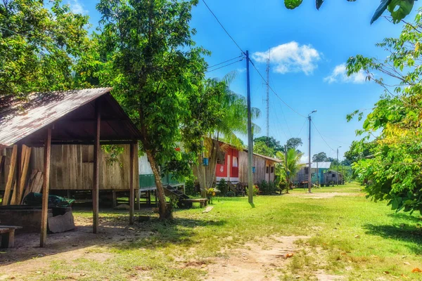 Barrio Pobre Socialmente Desatendido Cerca Amazon Leticia Colombia — Foto de Stock