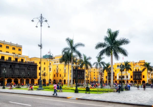 Лима Перу Января 2020 Года Вид Площадь Plaza Mayor Пласа — стоковое фото