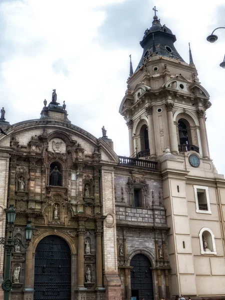 Pohled Fasády Limskou Katedrálu Historickém Centru Limy Peru — Stock fotografie