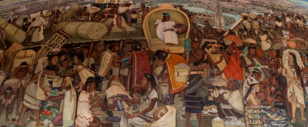 Mexico City Mexico October 2019 Aztec History Murals Diego Rivera — стокове фото