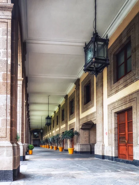 The outdoor corridor at National Palace located in Plaza de la Constition (Constitution Square), Mexico City, Mexico.