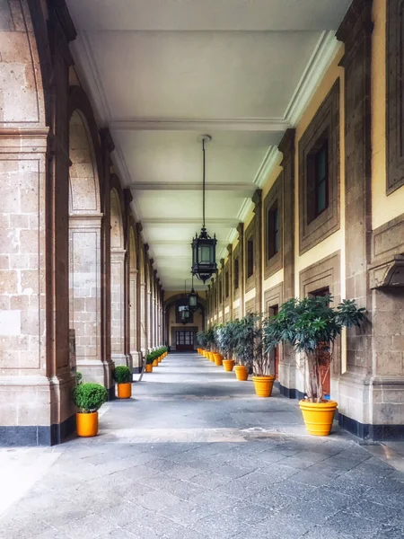 The outdoor corridor at National Palace located in Plaza de la Constition (Constitution Square), Mexico City, Mexico.