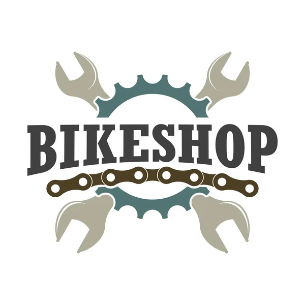 Retro color bicicleta reparación logo — Vector de stock