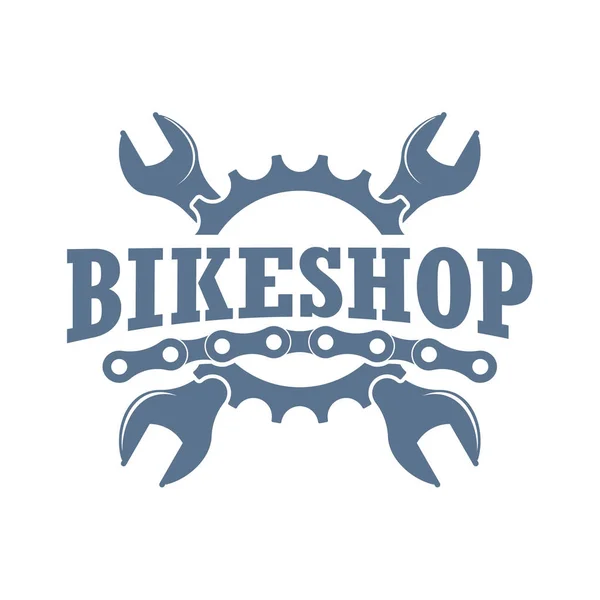 Retro monochrome bike repair business logo — Stock Vector