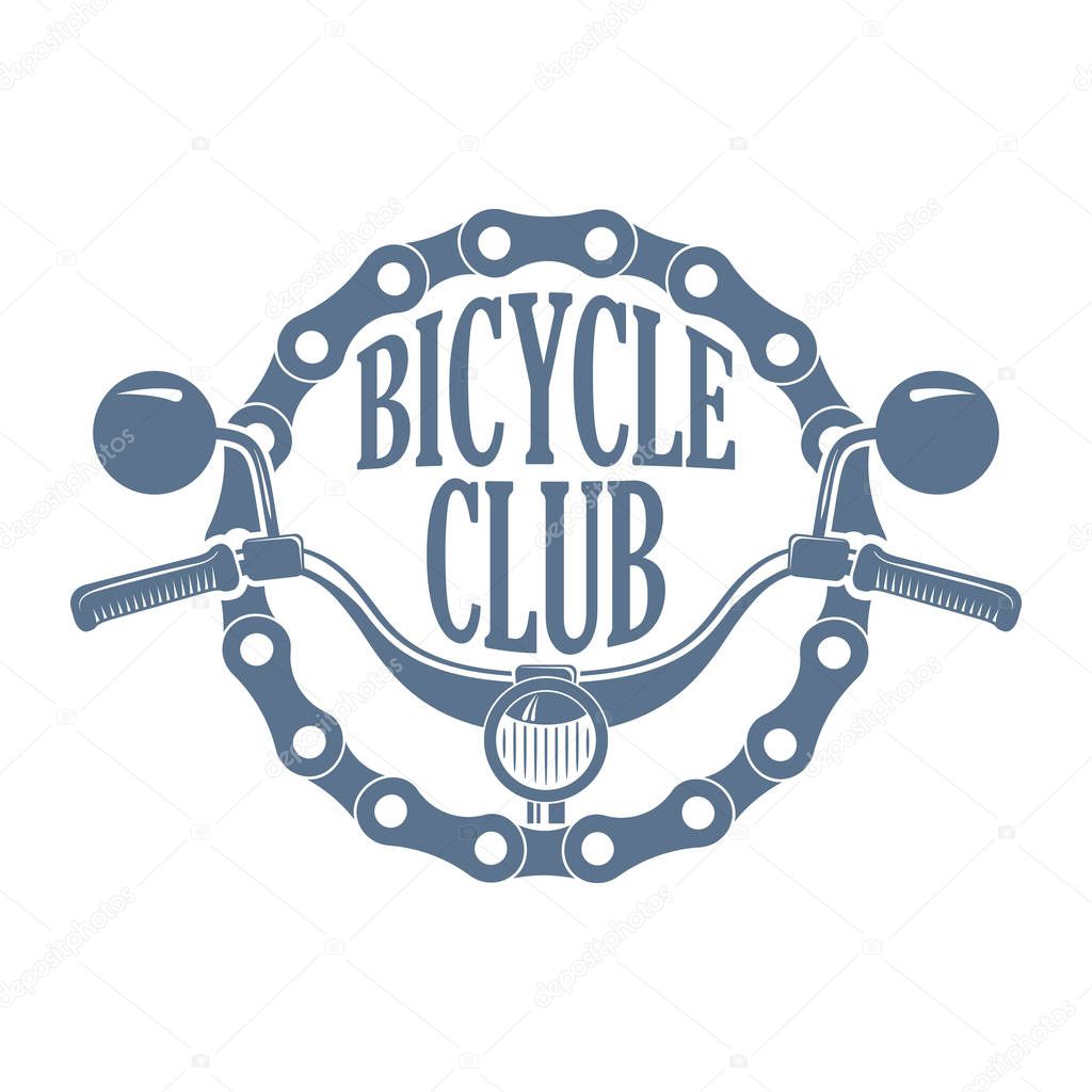 Vector vintage monochrome label for bike or scooter club, retro style logo for bicycle museum and garage shows