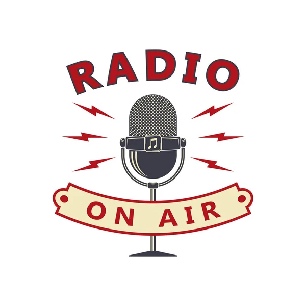 Retro renkli mikrofon vektör logo