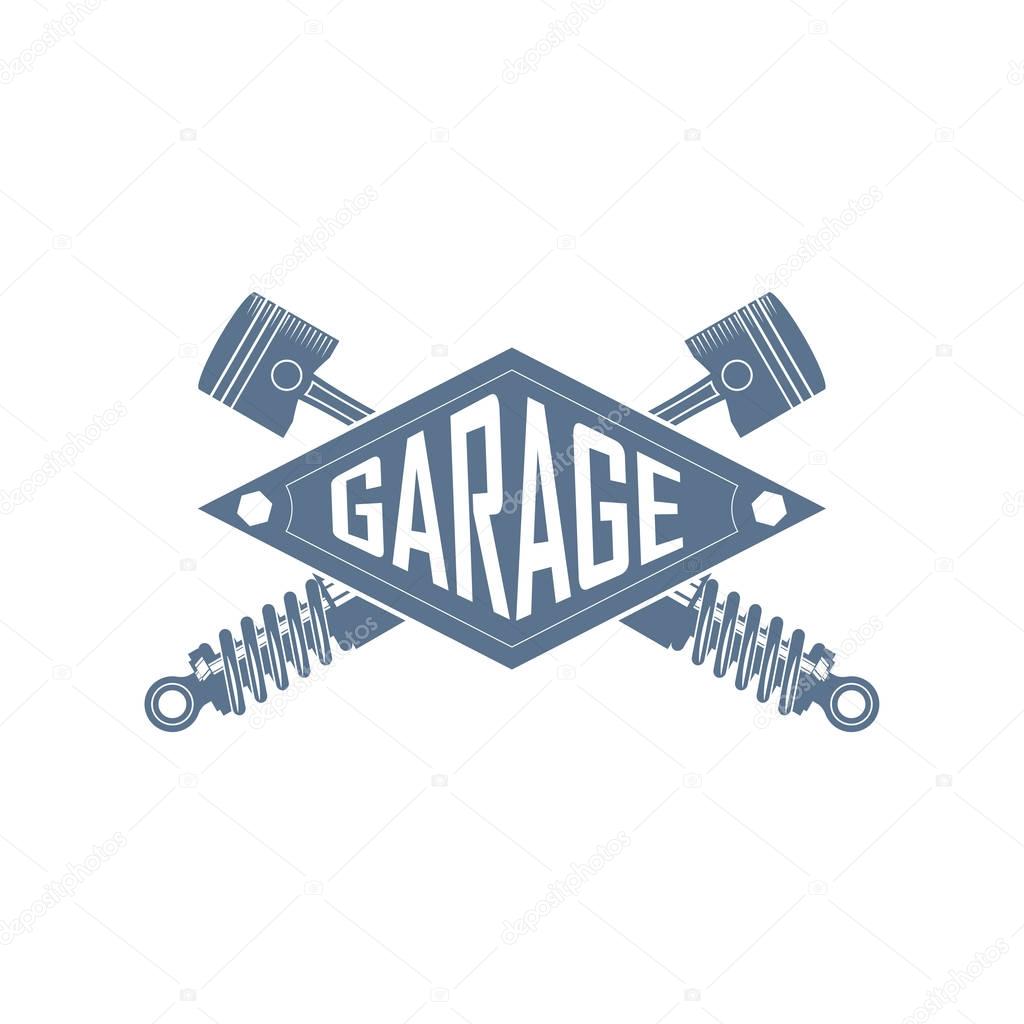 Ccar service vintage monochrome vector logo with a car parts