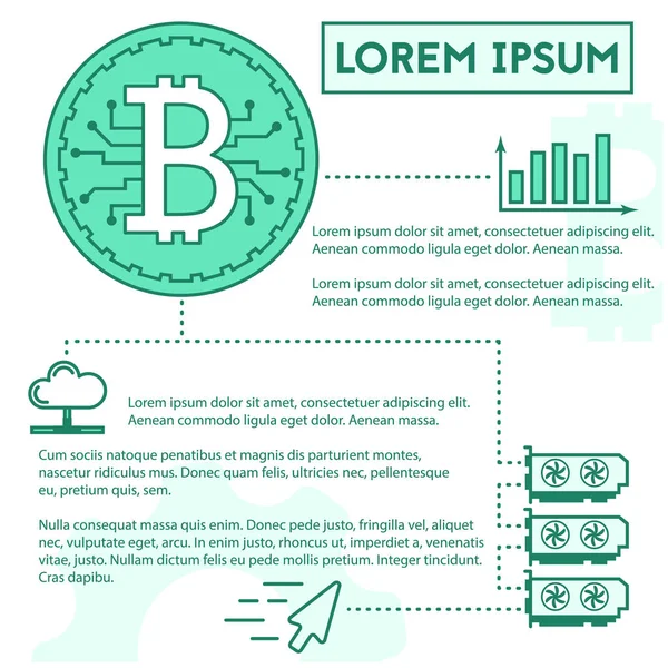 Outline vector cryptocurrency simple infographic elements — Stock Vector