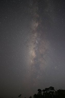 Gece gökyüzünde samanyolu manzarası