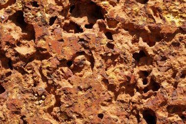 Arka plan için gözenekli kırmızı taşın tam kare görüntüsü