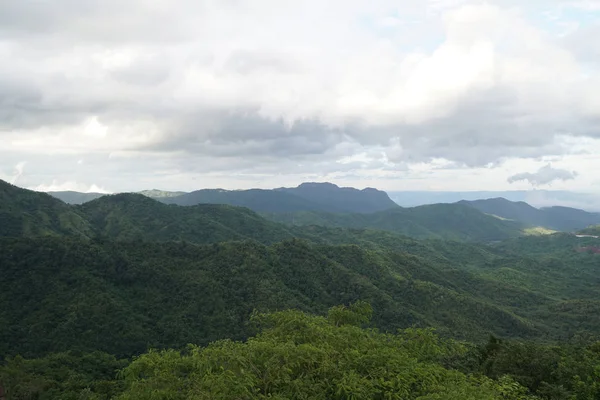 Vue Panoramique Forêt Tropicale Des Montagnes Par Temps Nuageux — Photo