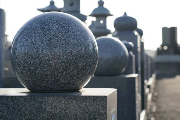 Close Shot Statues Made Granite Traditional Japanese Cemetery — Stock Photo, Image