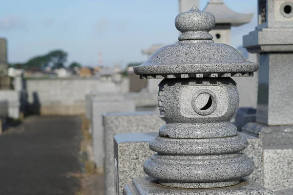 Крупным Планом Статуи Гранита Традиционном Японском Кладбище — стоковое фото