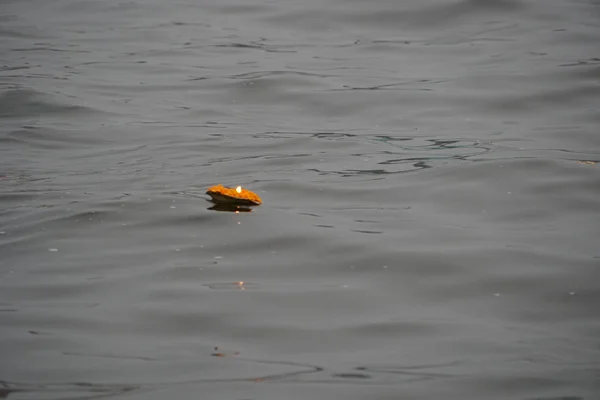 Close Shot Candle Floating Ganges River India — Stock Photo, Image