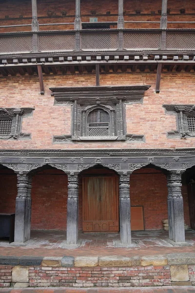 Traditioneel Gebouw Van Oude Architectuur Nepalese Met Houten Zuilen Kathmandu — Stockfoto