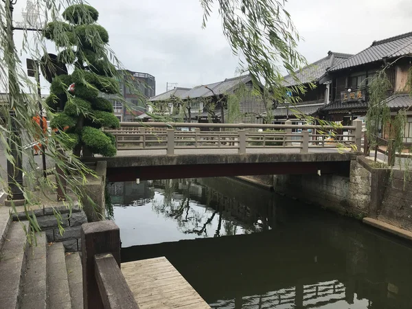 Vieux Bâtiments Japonais Pont Dans Vieille Ville Kyoto Japon — Photo