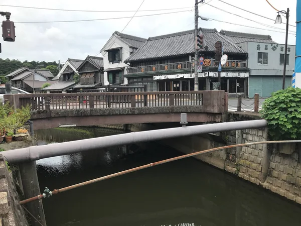 Old Fashioned Japanese Buildings Bridge Old Town Kyoto Japan — 스톡 사진